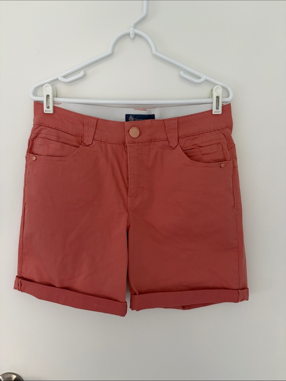 Democracy Coral Roll-Cuff Bermuda Shorts